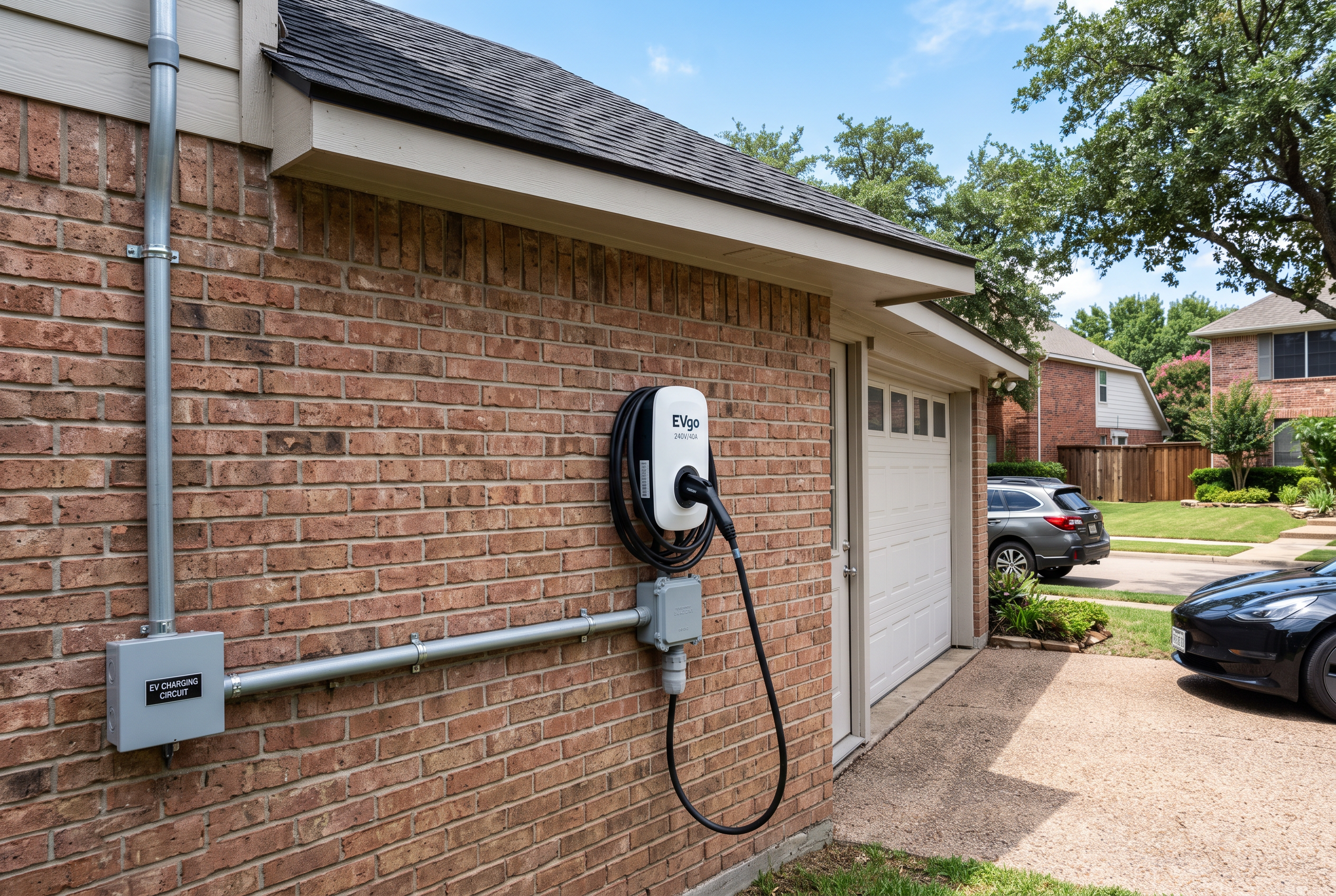Conduit run to detached garage for EV charger - Dallas, TX